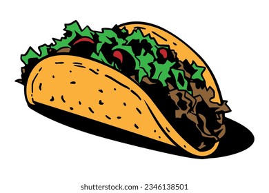 Delicious taco illustration, food vector.
