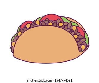 delicious taco mexican isolated icon vector illustration design