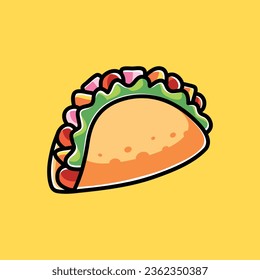 Deliciosa ilustración de dibujos animados del vector del taco