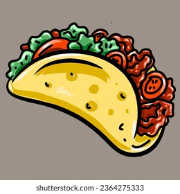 delicious tacos cartoon - hand drawn vector