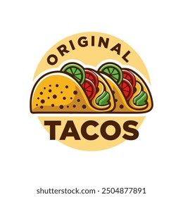 Delicious tacos logo vector illustration template in circle