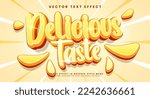 Delicious taste editable vector text effect suitable for food product needs.