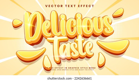 Delicious taste editable vector text effect suitable for food product needs.