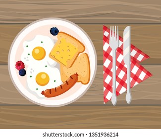 delicious tasty breakfast cartoon