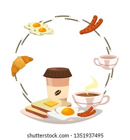 delicious tasty breakfast cartoon