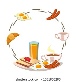 delicious tasty breakfast cartoon