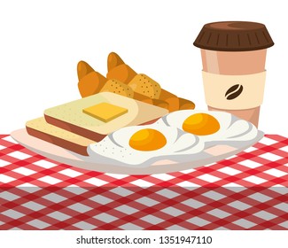 delicious tasty breakfast cartoon