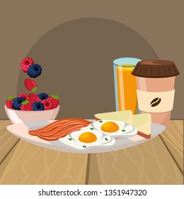 delicious tasty breakfast cartoon