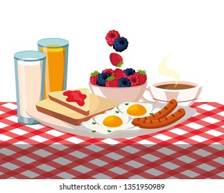 delicious tasty breakfast cartoon