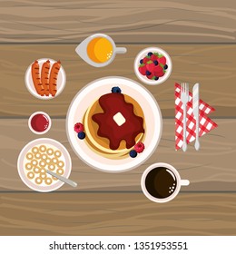 delicious tasty breakfast cartoon