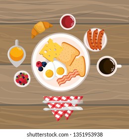 delicious tasty breakfast cartoon