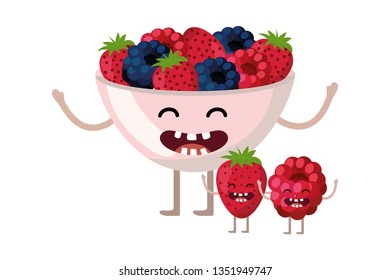 delicious tasty fruits cartoon