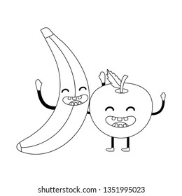 delicious tasty fruits cartoon