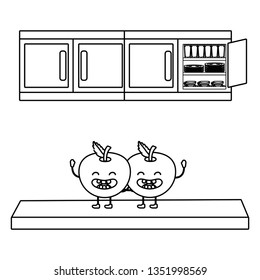 delicious tasty fruits cartoon