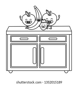 delicious tasty fruits cartoon
