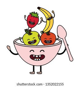 delicious tasty fruits cartoon