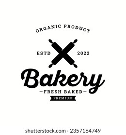 Delicious and tasty organic Fresh Baked Bakery Shop logo retro vintage.Logo for bakery, label or badge, business.