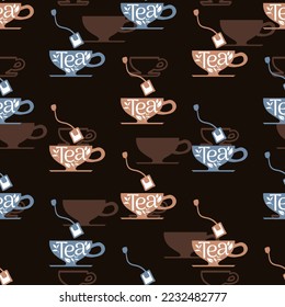 Delicious Tea Bag and Tea Cups Vector Graphic Seamless Pattern can be use for background and apparel design