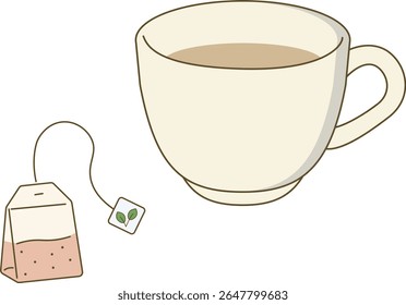 Delicious tea coffee line of Illustrator 