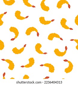 Delicious tempura Japanese fried shrimp seamless pattern