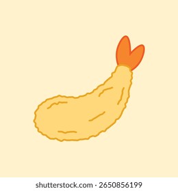 Deliciosa ilustração de camarão tempura, perfeito para menus, cozinha asiática ou temas de frutos do mar.