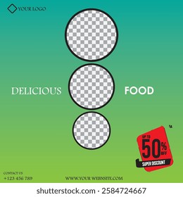 delicious testy food 50 off flyer design
