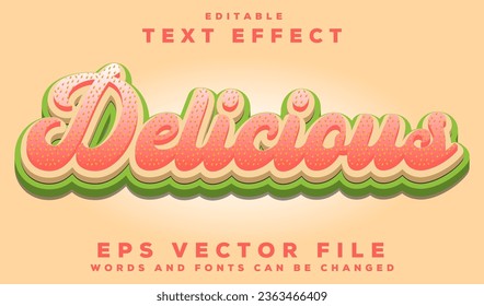 Delicioso efecto de texto archivo vectorial de pasos editables