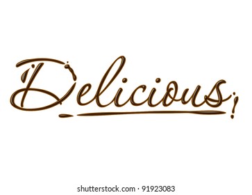 delicious text made of chocolate vector design element.