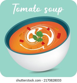 Delicious thick red pepper and tomato soup bowl 