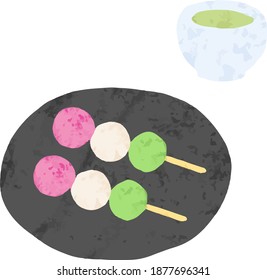 Deliciosos bollos de tres colores y té