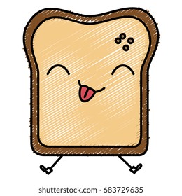 delicious toast bread kawaii character