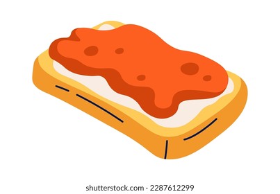 Delicious toast with cherry jam flat icon Organic dessert. Vector illustration