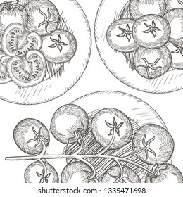 delicious tomato in drawing isolated icon