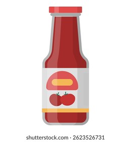 Delicioso molho de tomate em uma garrafa de vidro, mantimentos e conceito de varejo de alimentos, isolado