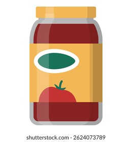 Delicioso molho de tomate em um frasco, mantimentos e conceito de varejo de alimentos, isolado