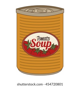 Delicious tomato soap canned isolated flat icon, vector illustration.