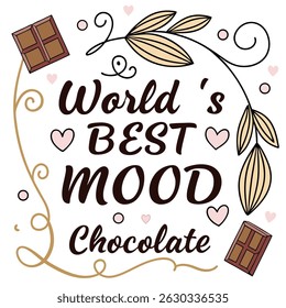 Delicious and trendy chocolate-themed vector T-shirt design perfect for apparel, merchandise, or gift products. This high-quality illustration features fun and eye-catching cocoa elements, ideal for c