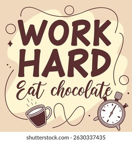 Delicious and trendy chocolate-themed vector T-shirt design perfect for apparel, merchandise, or gift products. This high-quality illustration features fun and eye-catching cocoa elements, ideal for c