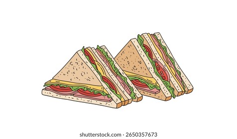 Delicious triangles of flavorful sandwiches ready to enjoy