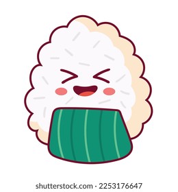 delicious triangular sushi kawaii character