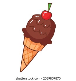 delicious triple choco ice cream with cherry on top illustration vector