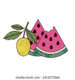 delicious tropical fruits of summer on white background