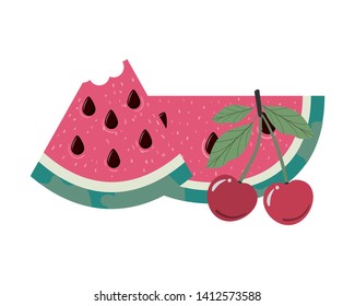 delicious tropical fruits of summer on white background