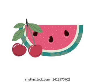 delicious tropical fruits of summer on white background