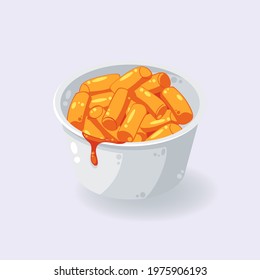 Delicious tteokbokki Korean rice cake in plastic cup  vector illustration 
