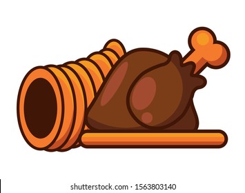 delicious turkey cooking thanksgiving food vector illustration design