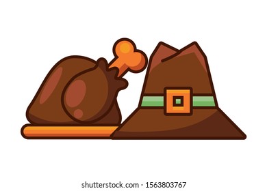 delicious turkey cooking thanksgiving food vector illustration design