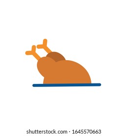 delicious turkey in dish flat style vector illustration design