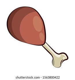 delicious turkey thigh food icon vector illustration design