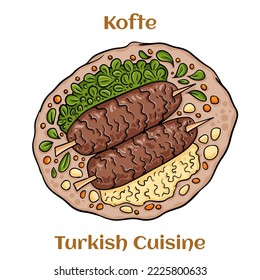 Köstliches Türkisches Kofte. Mit Hackfleisch/Faschiertem oder Fleisch, gemischt mit Zwiebeln, Kräuter und Gewürzen. Traditionelle türkische Küche.